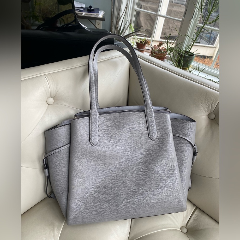 Kate Spade Dumpling Medium Tote Gray Pebbled Leather KL012 Shoulder Bag $499 - Picture 3 of 13